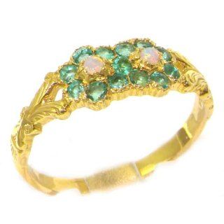 Damen Ring 18 Karat (750) Gelbgold mit Opal Smaragd   Größe 53 (16.9