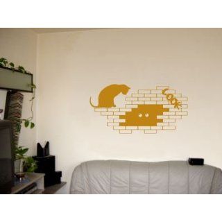 Wandtattoo / Wandaufkleber Katze auf Mauer; Farbe Gold 