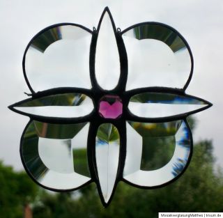 Bleiverglasung, Bleiglas, Fensterbild, Facetten  Blüte in Tiffany