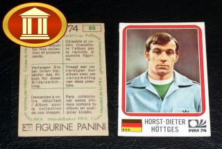 Horst Dieter Höttges Panini WM 74 Football Stars Rarität