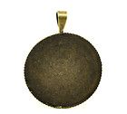 100 Bronzefarben Rund Medaillon Anhänger Fassungen (Für25mm D