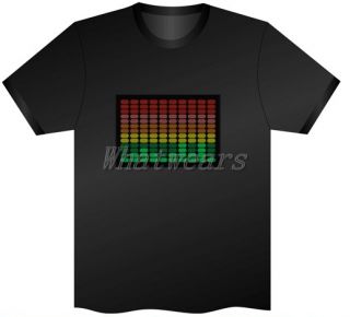 Musik Equalizer LED Leucht T shirt Shirt sound aktiv f. DJ Disco Tanz