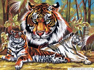 Malen nach Zahlen   Tiger   Tigerfamilie   Komplettset   großes Motiv