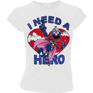 SESAME STREET Super Grover Retro Damen T Shirt I NEED A HERO   WEISS