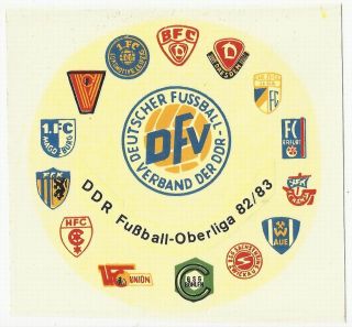 Original Abziehbild DFV DDR Fußball Oberliga 82 / 83