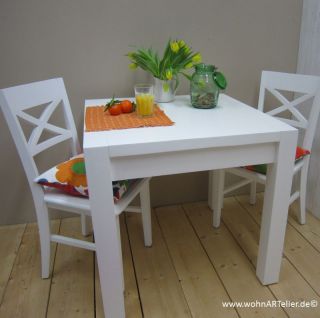 Tisch Set Küchentisch Eßtisch 80x80 cm + 2 Stühle quattro weiss***2