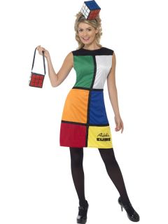 Rubiks Cube Kleid Kostüm Set Zauberwürfel 3 teilig Original Gr L