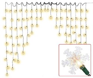 Lichtervorhang Schneeflocke Sternenvorhang 90 Lampen