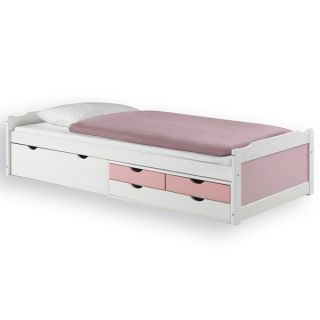 Funktionsbett Kojenbett Schubladenbett Bett weiß rosa