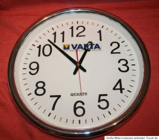 gigantische Wanduhr Werbeuhr Bahnhofsuhr VARTA Quartz 38 cm