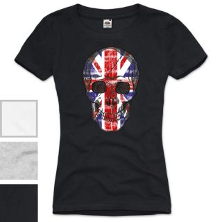 GB Skull Damen T Shirt Union Jack England Great Britain United Kingdom