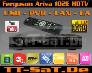 Ferguson Ariva 102E HD HDTV USB PVR Sat Receiver Schwarz 3D YOUTUBE
