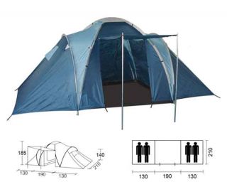 Familienzelt 3000 WS 4 Personen Camping Zelt 2 Schlafkabinen Top