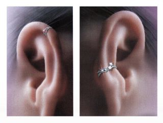 Stück Traumhafte Ohrklemme Rose 925 Silber Helix Ohrring roter
