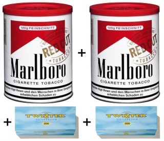 2x Marlboro Red, 120g (Zigarettentabak) + 2x Twister 200er