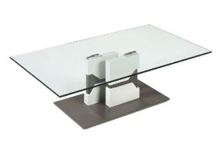 Vierhaus 5270 379/99 Design Couchtisch Tisch Glas Weiss lavagrau