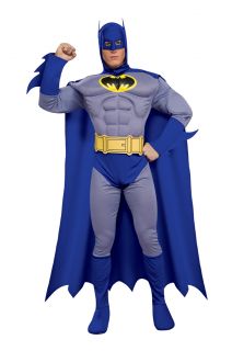 Herren Luxus Kostüm Superheld Batman Muskel Outfit S M L
