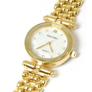 Elegante goldfarbene Perlmutt Armbanduhr Uhren