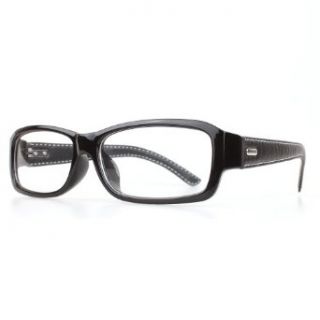 Modebrille ohne Stärke klar Nerd Wayfarer Leder   Optik schwarz