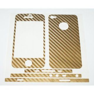 Skin Cover SELBSKLEBEND Carbon Gold Folie f. Iphone 4 4G KOMPLETT