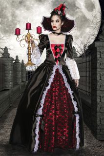 Halloween Karneval Mottoparty Renaissance Vampir Kostüm schwarz/weiß