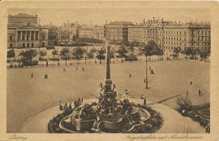 Leipzig Augustusplatz mit Mendelbrunnen gl1934 125.324