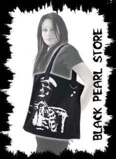 Tasche Schopper Shopping Bag NEU Skelett Gothic Punk NEU schwarz weiss