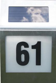 Design Edelstahl Solar Hausnummer mit LED Hausnummernleu chte NEU