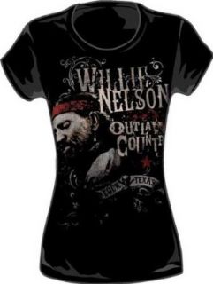 Willie Nelson     Outlaw Country Womens T Shirt in Schwarz 