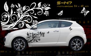 Aufkleber Blumen Ranke Schmetterlinge S 147 Tuning Audi VW Alfa Mito