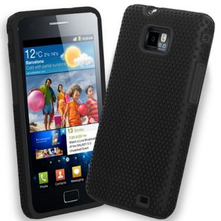 Black Mesh Silicone Case fuer Samsung Galaxy S2 i9100 Screen Protector