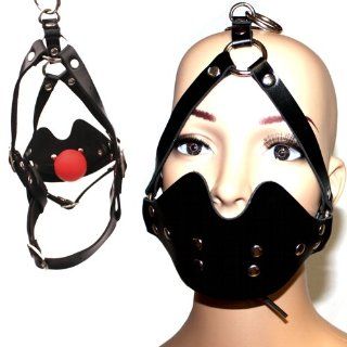 Leder Kopf Harness mit BDSM Knebel Gag Ring zum Mundöffnen 
