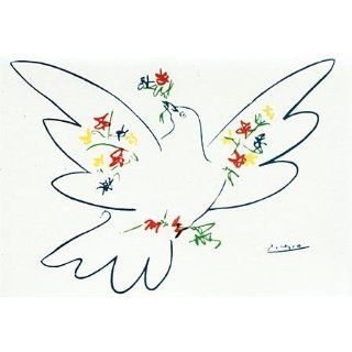 Kunstkarte Picasso Taube mit bunten Blumen Bürobedarf
