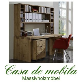 Massivholz Schreibtisch mit aufsatz PC tisch büro möbel Holz Kiefer