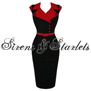 Kleid Hell Bunny Veronica 50er Jahre Vintage Bleistiftkleid Rot