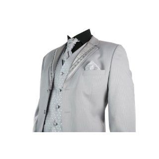 Herren Hochzeit Anzug 4 Teilig Slim Fit Grau mit Silber Streifen, Hose
