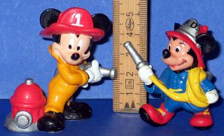 Micky Maus 2 x Feuerwehr Walt Disney Applause Figuren
