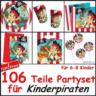 106 teiliges KINDERPIRATEN PARTY SET für Kindergeburtstag mit 6 8