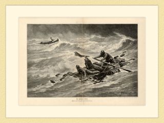 In höchster Not auf See Wrack Seenot von A. Morlon 1893 ORIGINAL
