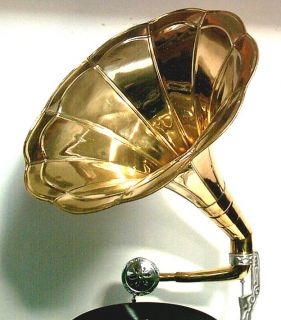 G197 Dekoratives Trichter Grammophon, 8 Eckig mit Schellack Platte