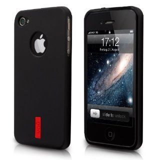 vau SoftGrip Black   Premium Silikon Tasche, Case für Apple iPhone 4S