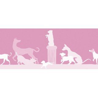 GMM Tier Bordüre   Pedigree Tapeten Borte mit Hunden in rosa, 3x5m