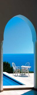 Fototapete MALLORCA 97x220 Aussicht Pool Terrasse Meer Paradiso blau