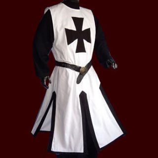 Mittelalter Kostüm Waffenrock Kreuzritter weiß/schwarz
