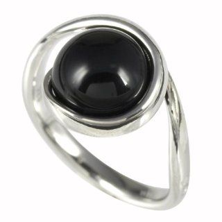 Merii Damen Ring 925 Sterlingsilber rhodiniert Onyx schwarz Gr. 54 (17