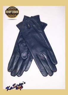 Leder Handschuhe Fingerhandschuhe gefüttert dunkelBlau 229