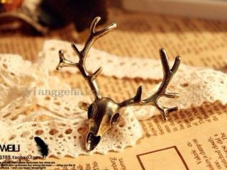 Lovely Cute Retro Bronze Alloy Deer Head Shaped Adjustable Ring Free