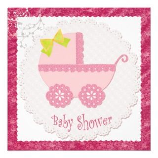 Baby Carriage Its a Girl Pink Baby Shower Sticker