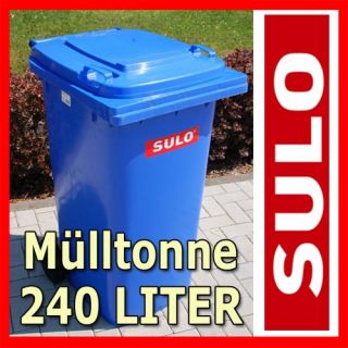 SULO Abfalltonne Mülleimer Mülltonne Blau 240 Liter NEU