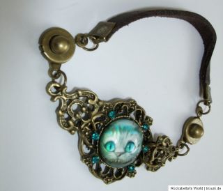 Armband Grinsekatze Alice im Wunderland Leder Cheshire Cat Wonderland